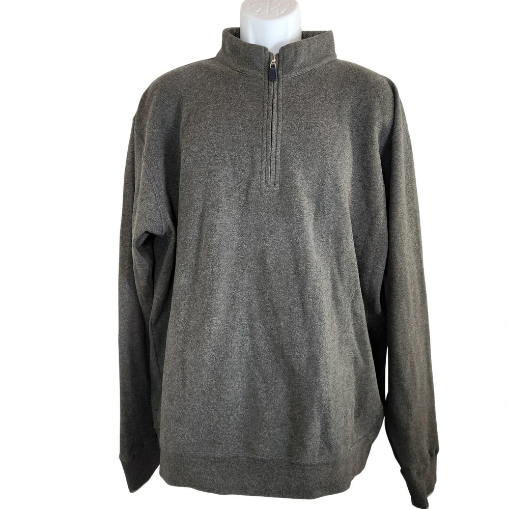 Peter Millar‎ Mens Gray 1/4 Zip Pullover Sweater Top Mens Size XL 100% Cotton